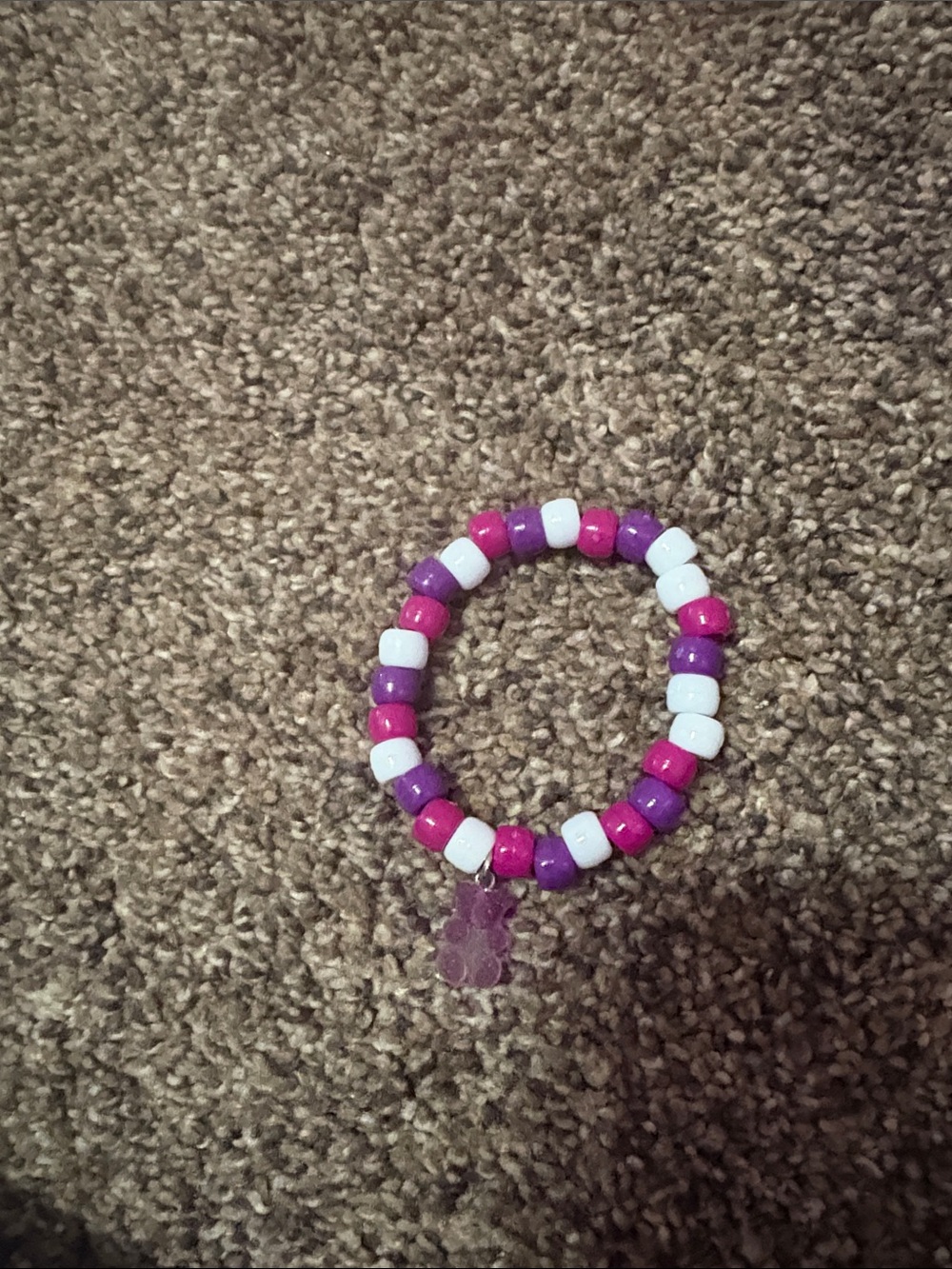 Kids Beaded Stretch Bracelet in Pink, Purple & White